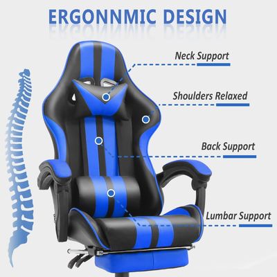 Ergonomic Racing Style Gaming Chair with Headrest and Lumbar Support 300lb Capacity