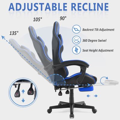 Ergonomic Racing Style Gaming Chair with Headrest and Lumbar Support 300lb Capacity