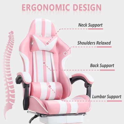 Computer Office Gaming Chair with Footrest and Lumbar Support Maximum Weight Recommendation of 300 Pounds