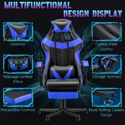 Direct Adjustable Height Gaming Chair with Leather Material Headrest and Lumbar Support