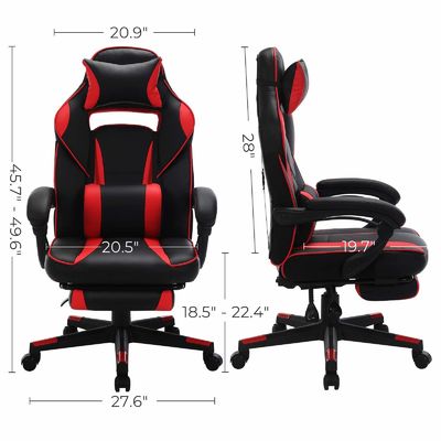 Racing Gaming Chair with Footrest Tilt Mechanism and Lumbar Support Swivel Chair Style