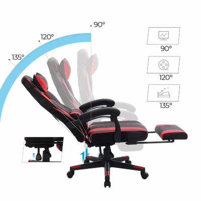 Racing Gaming Chair with Footrest Tilt Mechanism and Lumbar Support Swivel Chair Style