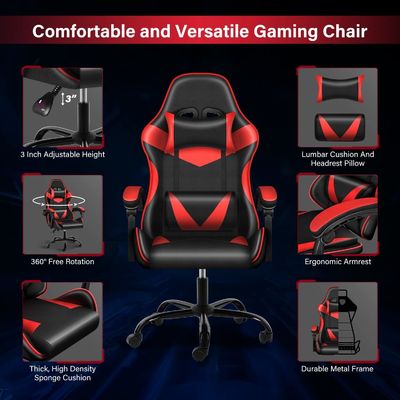 Synthetic Leather Racing Office Computer Video Game Chair Adjustable Swivel 25.3lbs