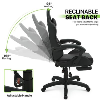 Mail Packing Gaming Chair High Back with Footrest Headrest Lumbar Support Iron Frame