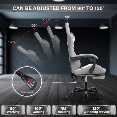 Height Adjustable Swivel Chair Ergonomic Recliner for Office Computer and Video Games