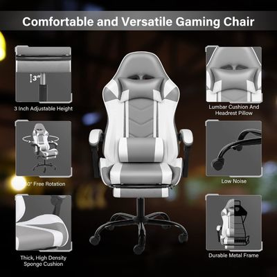 Height Adjustable Swivel Chair Ergonomic Recliner for Office Computer and Video Games