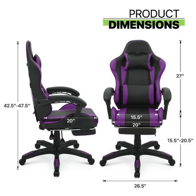 High Back Ergonomic Video Game Chair with Footrest Headrest Lumbar Support Gaming Chair