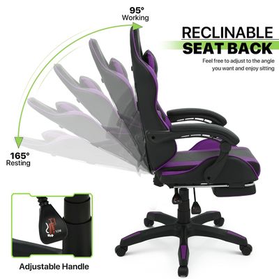 High Back Ergonomic Video Game Chair with Footrest Headrest Lumbar Support Gaming Chair