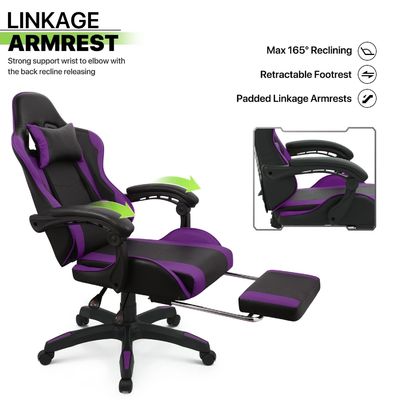 High Back Ergonomic Video Game Chair with Footrest Headrest Lumbar Support Gaming Chair