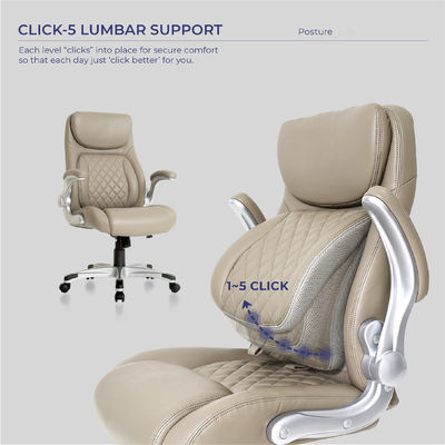 Stylish Ergonomic PU Leather Office Chair with Lumbar Support and FlipAdjust Armrests