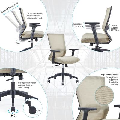 Alloy Steel Frame Ergonomic Mesh Executive Swivel Desk Chair with Lumbar Support
