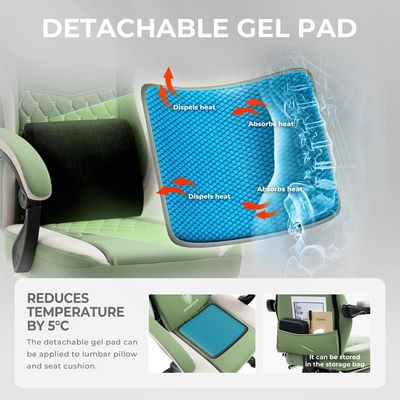 Office Chair with Gel Pad Arm Rest and Footrest Leather Material Storage Bags Included