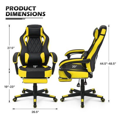 360 Degree Swivel Racing Style Gaming Chair with PU Leather Detachable Lumbar Support