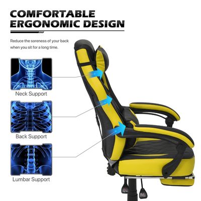 360 Degree Swivel Racing Style Gaming Chair with PU Leather Detachable Lumbar Support