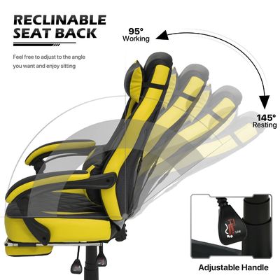 360 Degree Swivel Racing Style Gaming Chair with PU Leather Detachable Lumbar Support