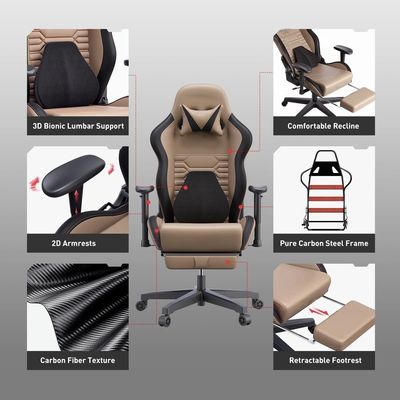 Mute PU Wheel Racing Gaming Chair with Ergonomics Lumbar Support and Mail Packing