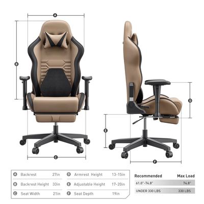 Mute PU Wheel Racing Gaming Chair with Ergonomics Lumbar Support and Mail Packing