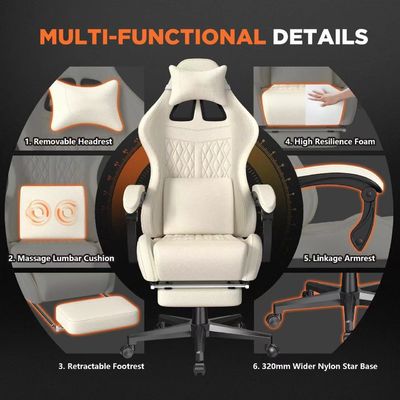 Modern Design Gaming Chair with Vintage PU Leather and Massage 19&quot;D x 27&quot;W x 50&quot;H