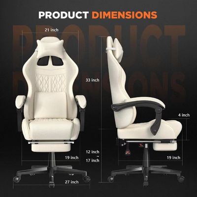 Modern Design Gaming Chair with Vintage PU Leather and Massage 19&quot;D x 27&quot;W x 50&quot;H