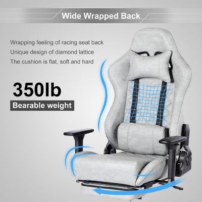 Modern Design Gaming Chair with Footrest and 3 Gas Lift PU Leather High Back Adjustable