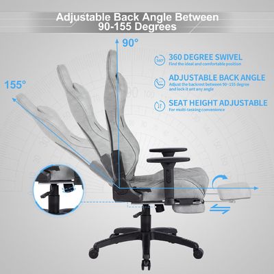 Modern Design Gaming Chair with Footrest and 3 Gas Lift PU Leather High Back Adjustable