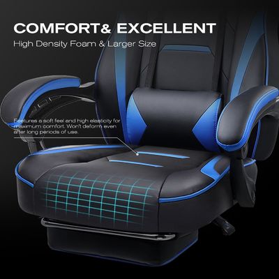 3 Gas Lift Ergonomic Gaming Chair with Footrest PU Leather High Back Office Desk Chair