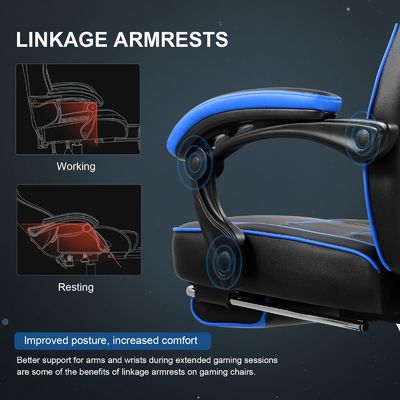 3 Gas Lift Ergonomic Gaming Chair with Footrest PU Leather High Back Office Desk Chair