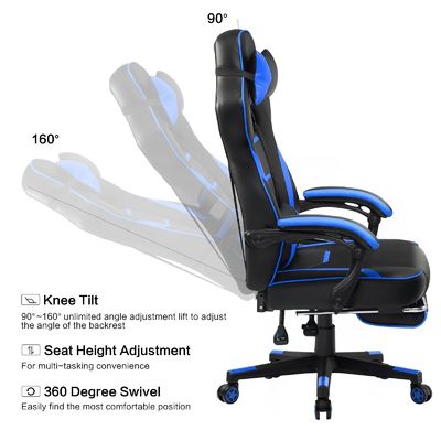 3 Gas Lift Ergonomic Gaming Chair with Footrest PU Leather High Back Office Desk Chair