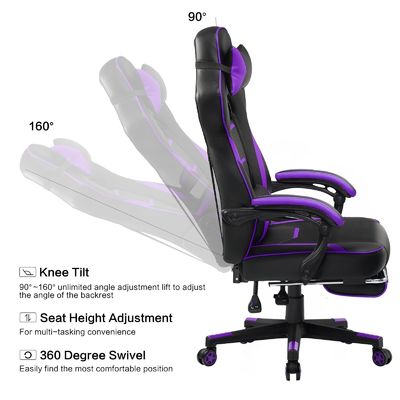 Ergonomic Gaming Chair with Footrest and 360 Swivel/ Height Adjust/Recliner Function