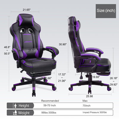 Ergonomic Gaming Chair with Footrest and 360 Swivel/ Height Adjust/Recliner Function