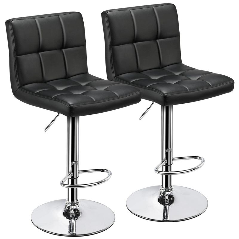 19.5&quot;D x 17&quot;W x 36.5&quot;H Modern Bar Stools with Adjustable Height and Swivel PU Leather