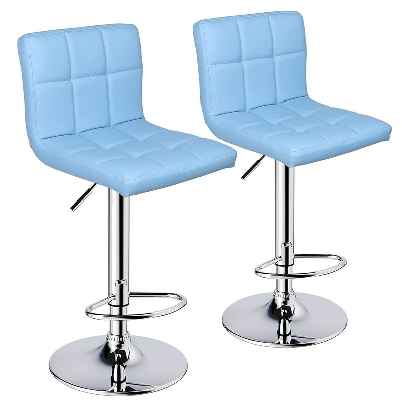 ALINUNU Modern PU Leather Adjustable Swivel Bar Stool with Back in Customized Color