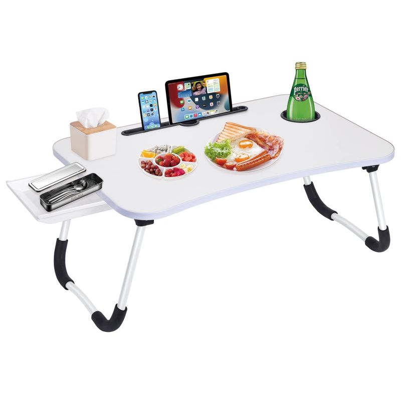 Wooden Laptop Bed Table Desk Tray with Cup Holder Large Portable Foldable Lap Desk