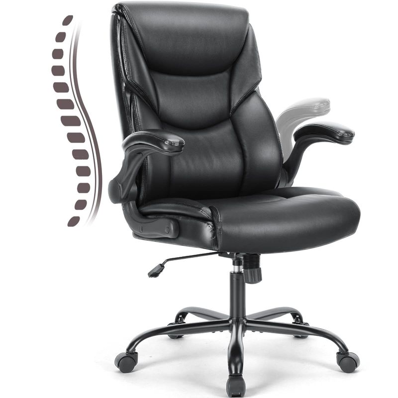Modern Design Adjustable Executive Office Chair with Flip-Up Armrest and Lumbar Support