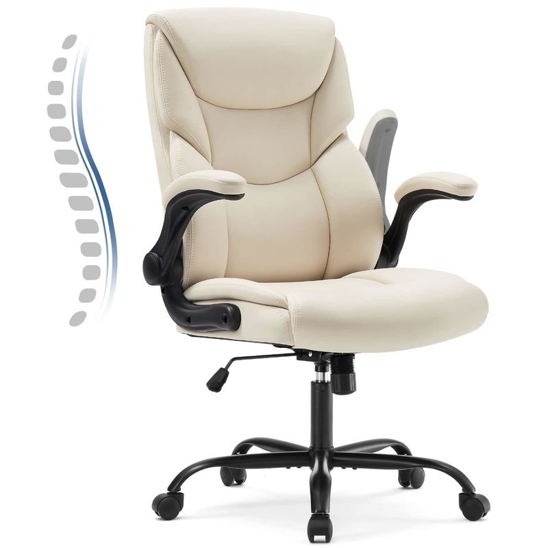 Swivel Task Chair with Lumbar Support and Adjustable Flip-up Armrest 3 Gas Lift 25.76 Pounds