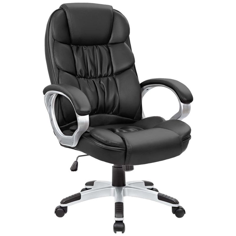 High Back Executive Office Chair with Lumbar Support and Adjustable Height PU Leather