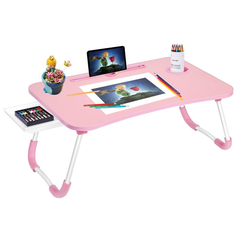 Large Gym Laptop Bed Table Desk Tray Stand with Cup Holder Portable Foldable Lap Desk Bed Tray