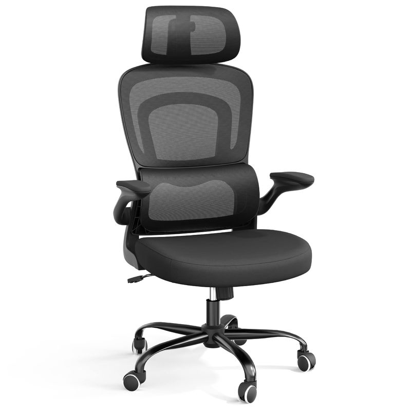 Modern Design Metal Ergonomic Mesh Office Chair with Lumbar Support and Flip-up Arms