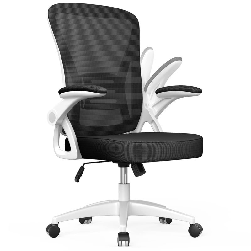 Comfortable Mid Back Computer Chair with Flip-Up Arms and Lumbar Support 23.6 Pounds