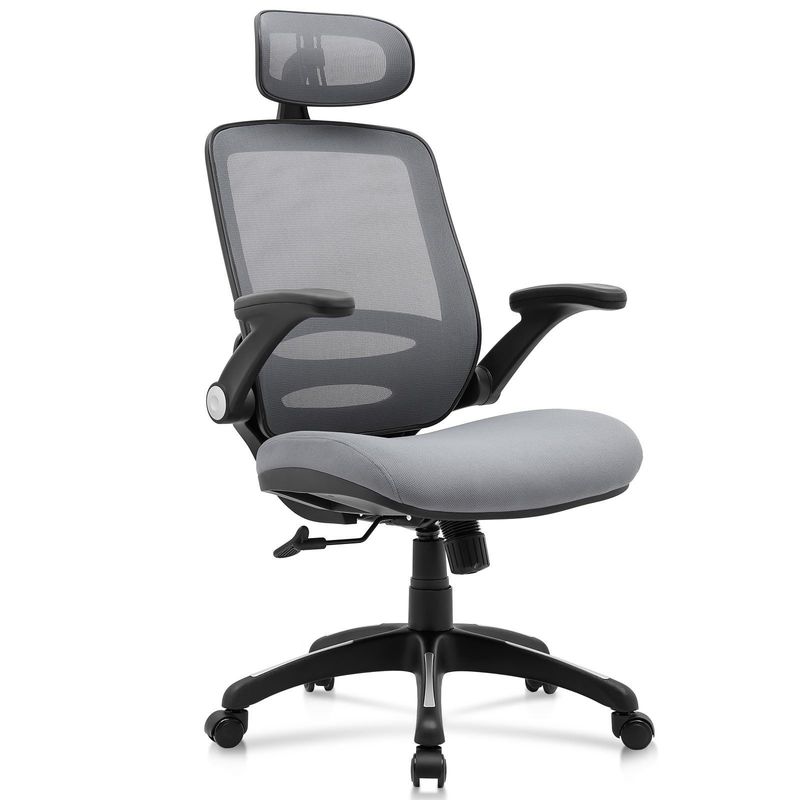 Adjustable height High Back Mesh Desk Chair with Flip-Up Arms and Modern Design Style
