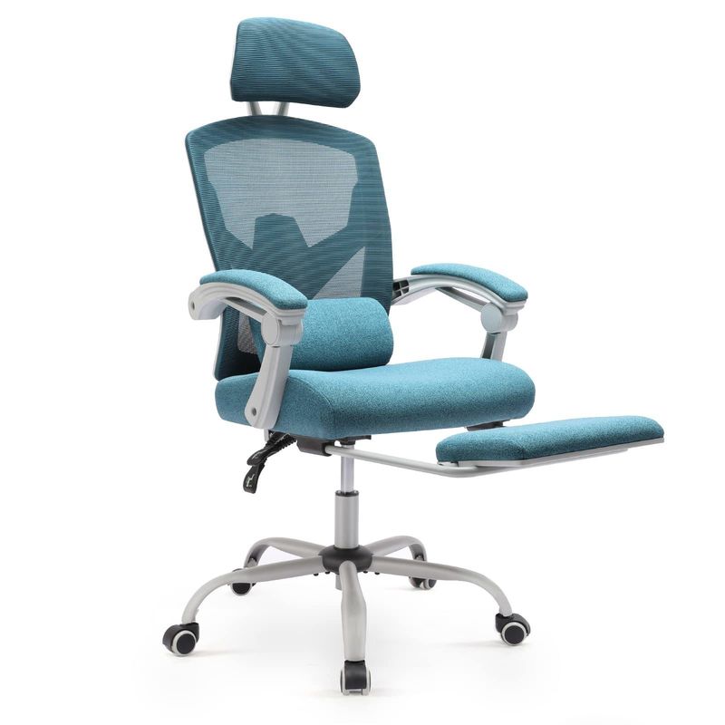 3 Gas Lift Ergonomic High Back Office Chair with Lumbar Pillow and Retractable Footrest