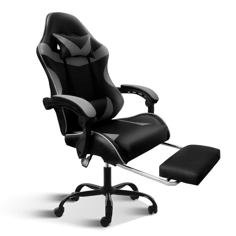 Plastic Seat Ergonomic Gaming Chair with Footrest and Lumbar Support 33 Pound Weight