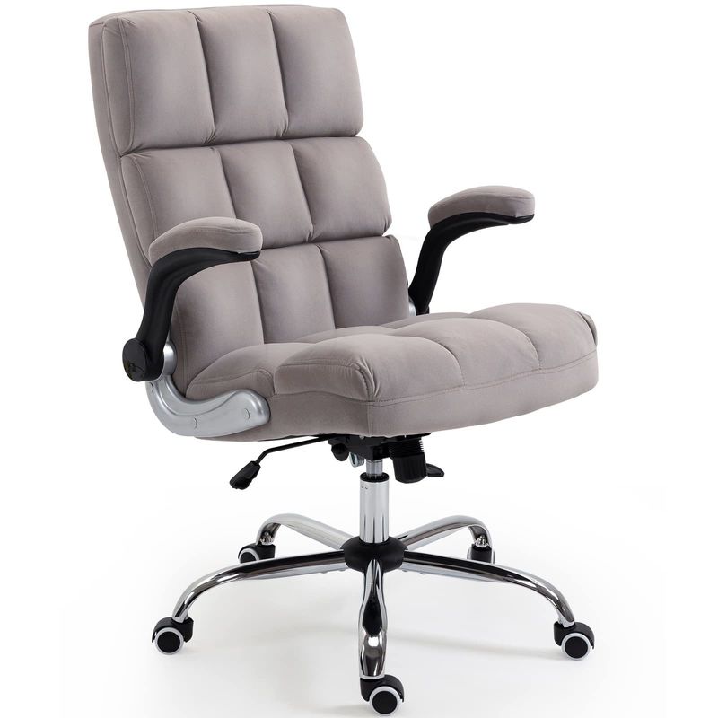 Home Office Computer Desk Task Chair with Wheels Mid-Back Adjustable Swivel Metal Type