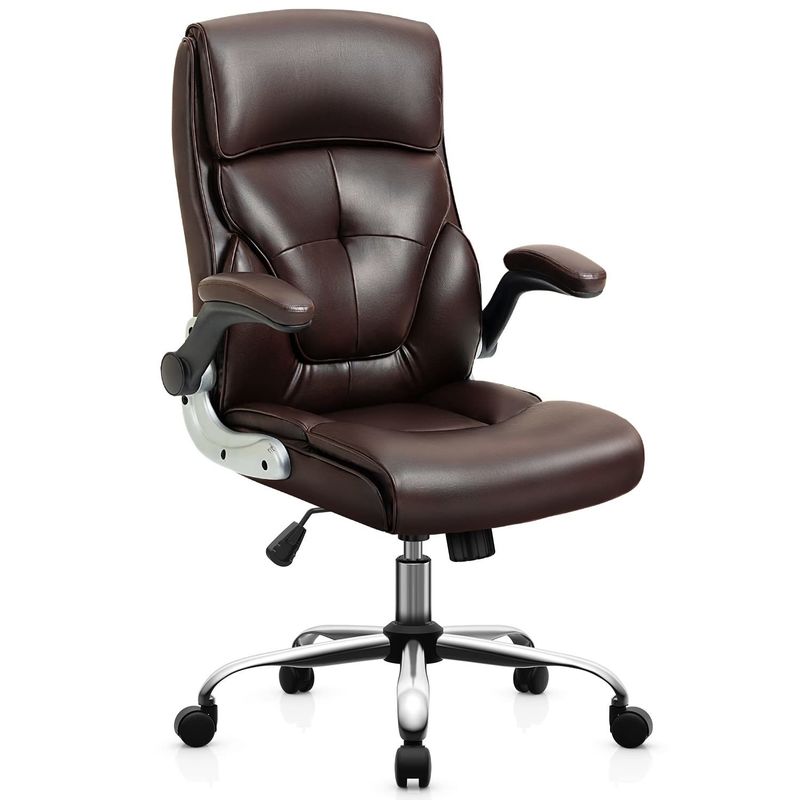 Metal Type High Back Home Office Desk Chair with Lumbar Support and Linen Fabric