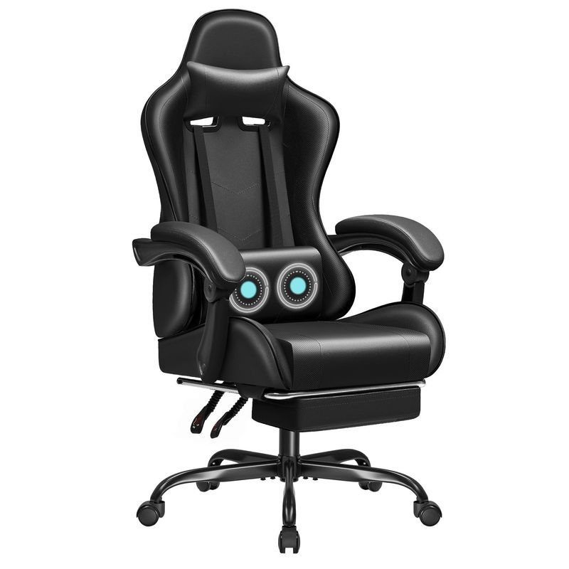 Synthetic Leather Racing Gaming Chair with Massage Lumbar Support and 360 Swivel Seat