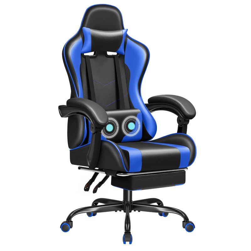 Synthetic Leather Racing Gaming Chair with Massage Lumbar Support and 360 Swivel Seat