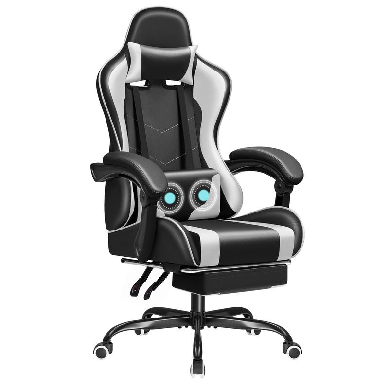 Racing Gaming Chair with Massage Lumbar Support and 360 Swivel Seat 18.5&quot;D x 23.61&quot;W x 50.4&quot;H