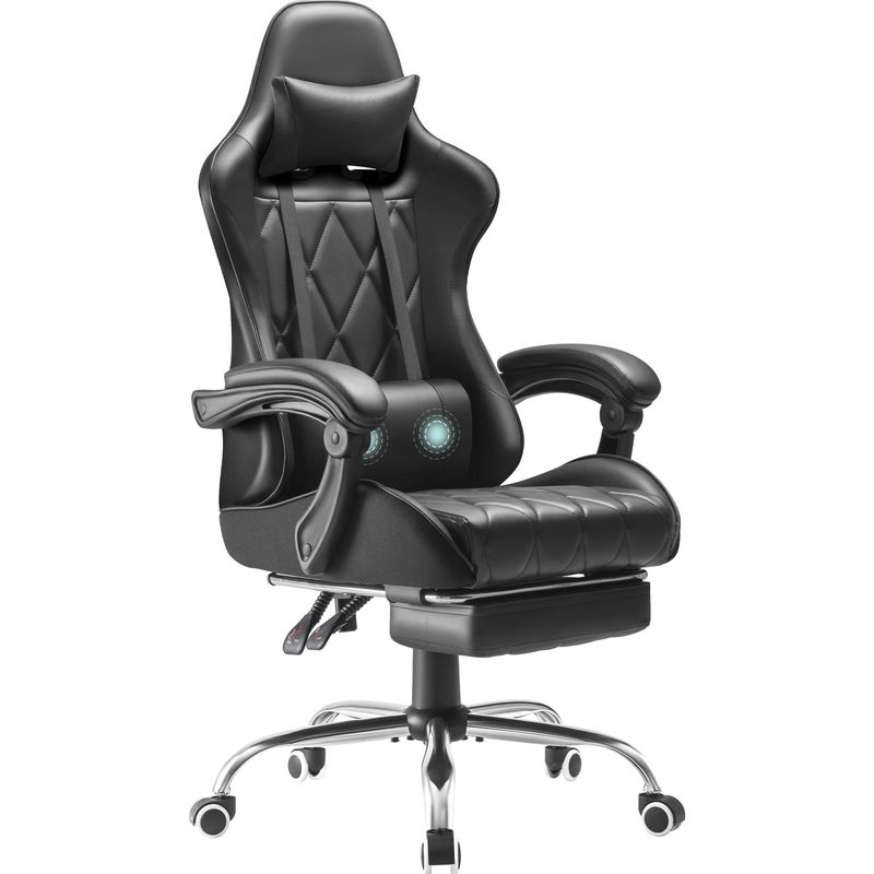 Computer Game Room Racing Gaming Chair with Footrest and Massage Lumbar Support High Back