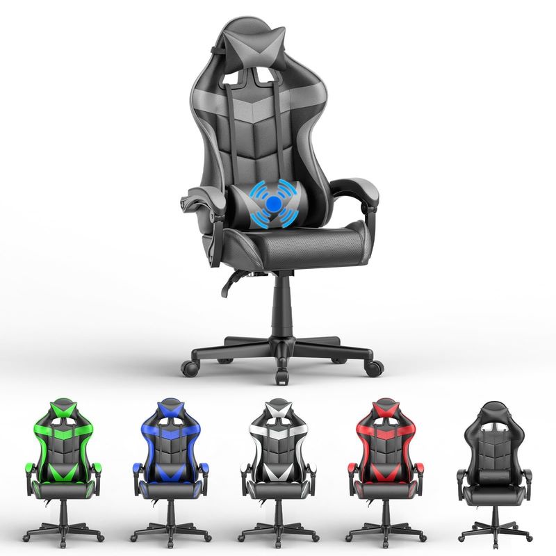 Metal Type Iron Ergonomic Gamer Chair with Massage and Adjustable Height