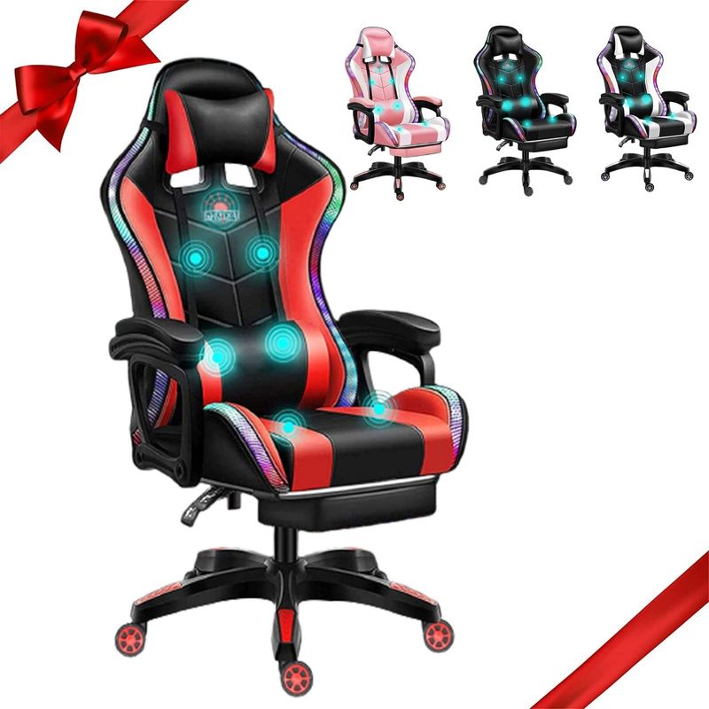 Upgrade Your Gaming Setup with ALINUNU PC Massage Gaming Chair featuring LED and Speakers